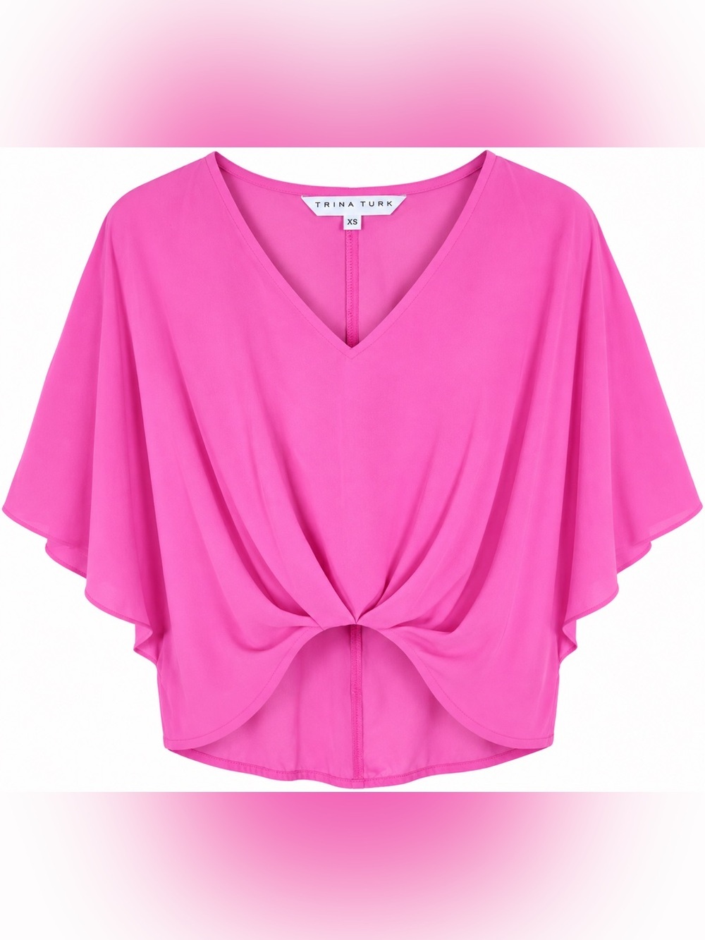 Trina Turk Vibrant Fuchsia V-Neck Twist-Front Blouse